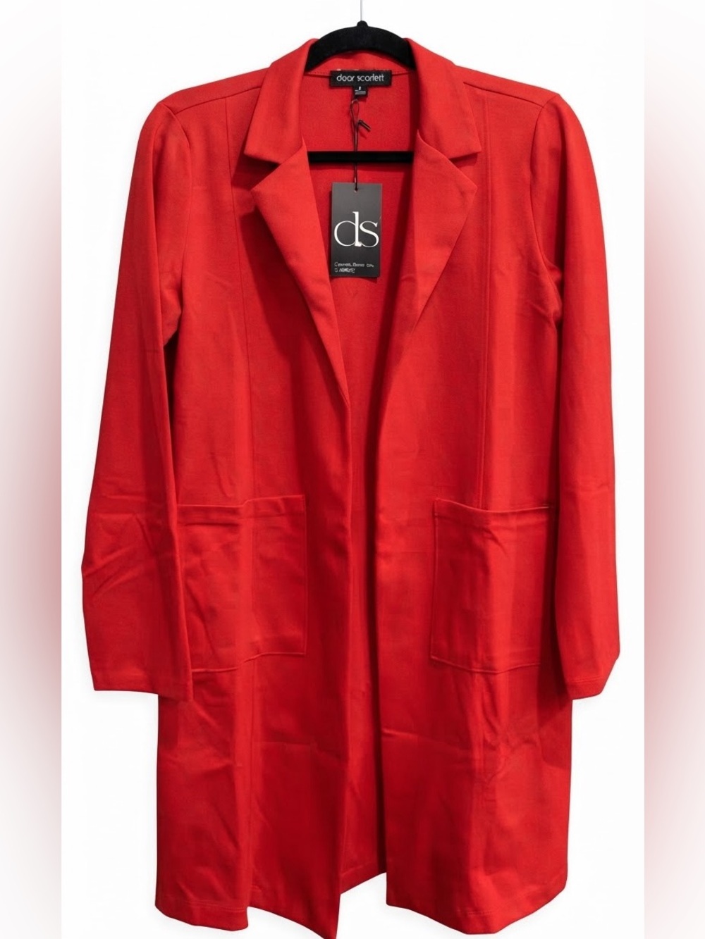 Dear Scarlett Red Long Open-Front Blazer Jacket Size Small